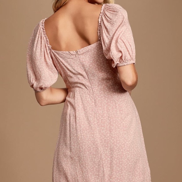 Lulu’s Blush Pink Floral Print Lace-Up Dress - Picture 4 of 10